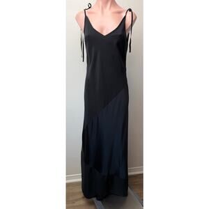 Malia Mills Black Silk Maxi Slip Dress Womens 4